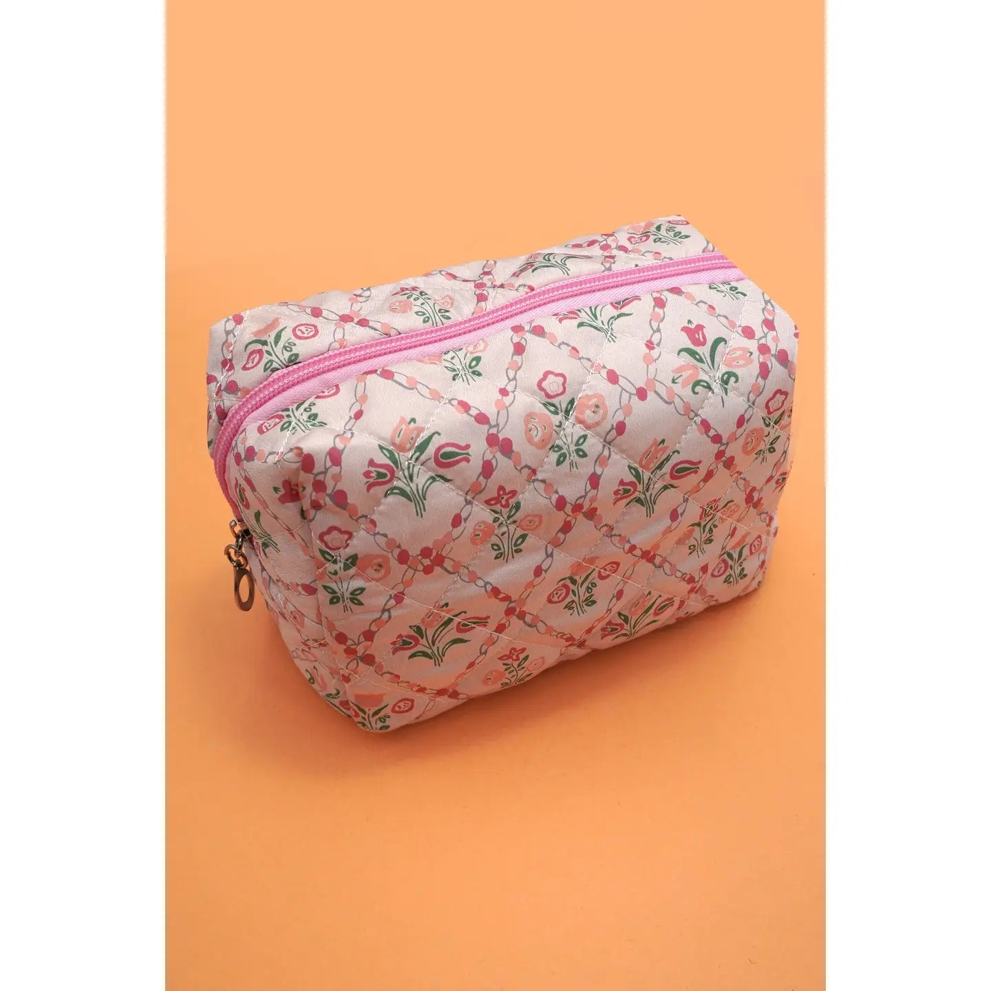 Pink Floral Cosmetic Bag