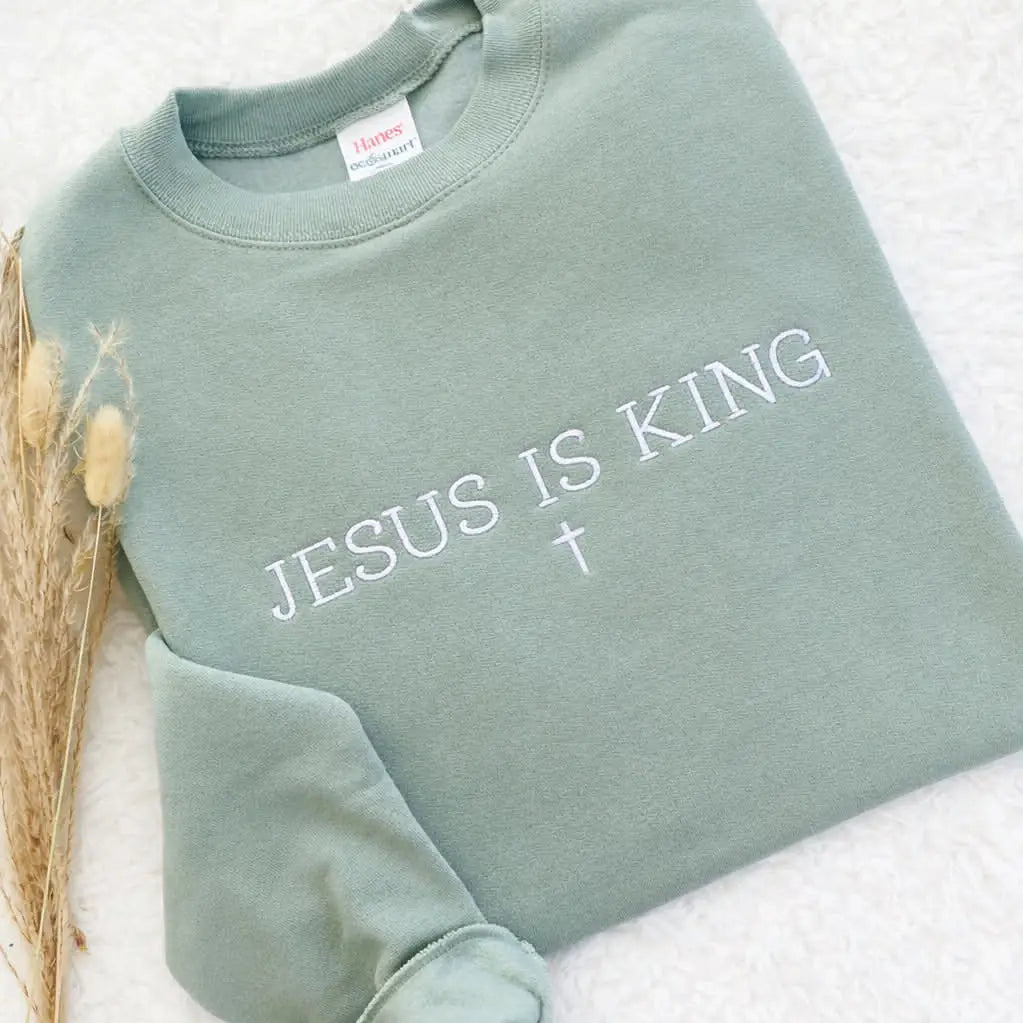 Embroidered Jesus Is King Christian Shirt