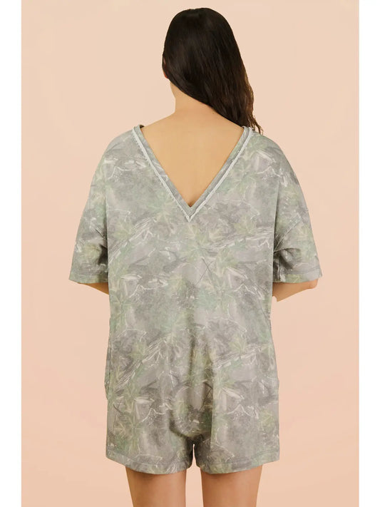 Camo Print Knit Casual Romper
