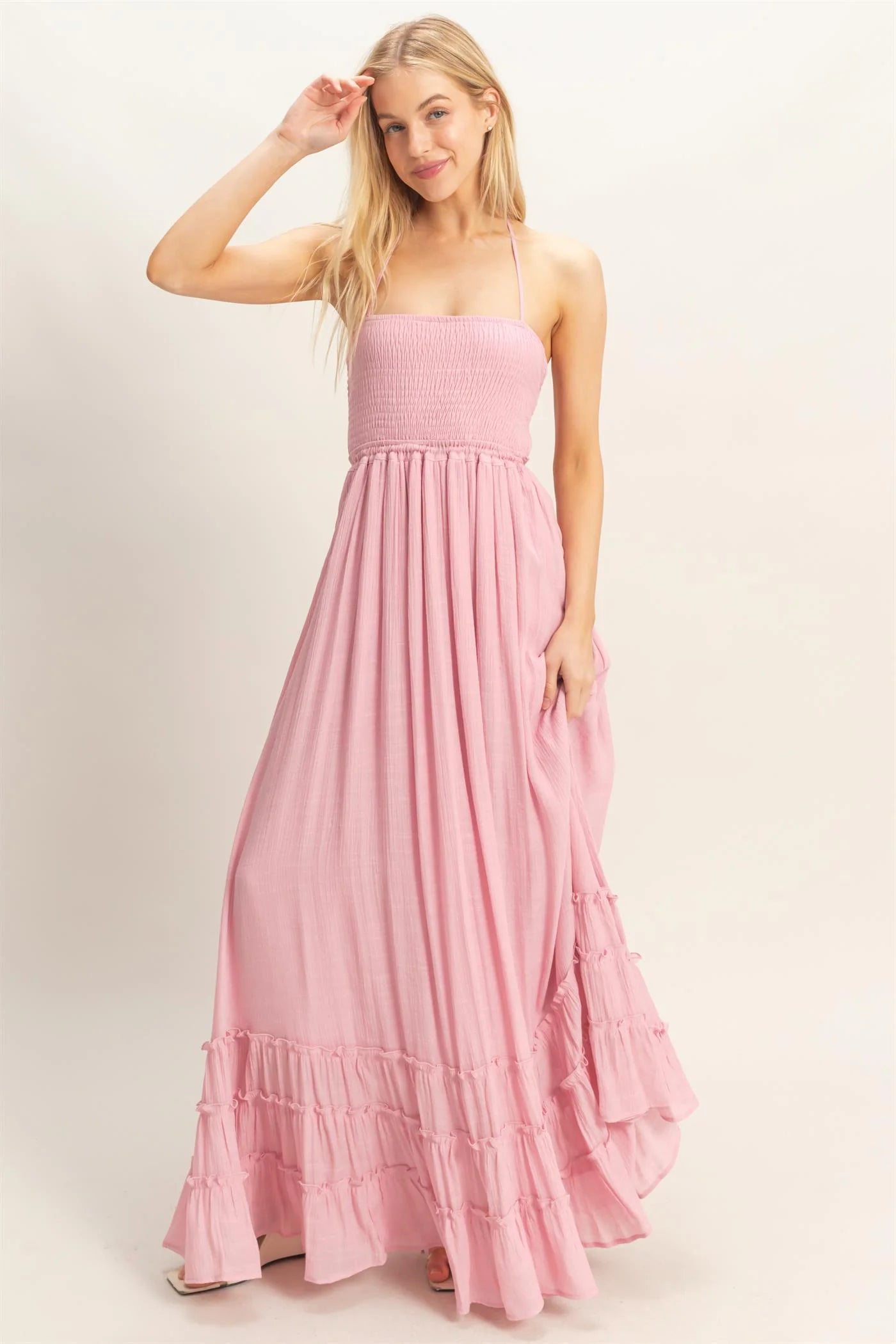 Smocked Halter Maxi Dress