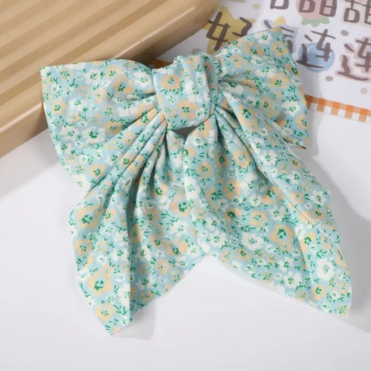 Ditsy Floral Bow Ribbon Hair Clip