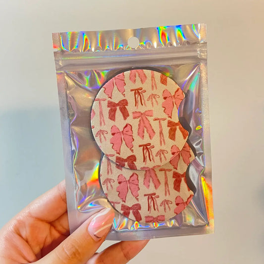 Pink Bow Car Coasters