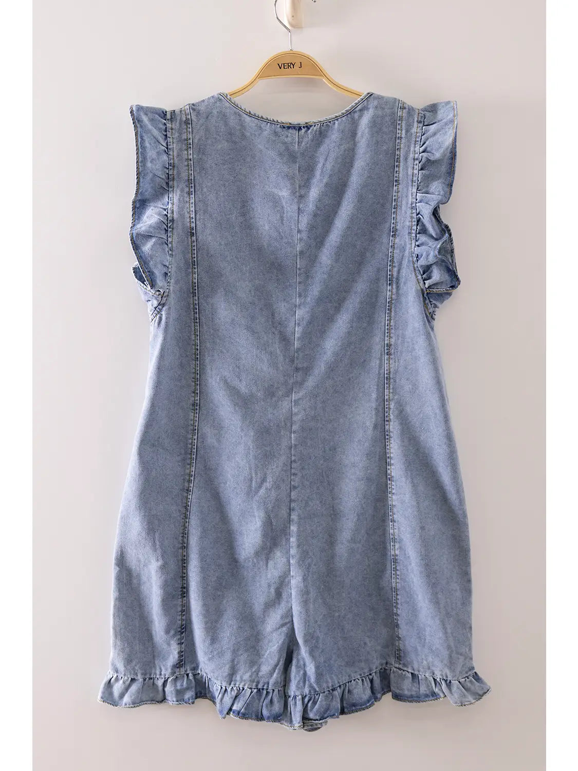 Sweet Ruffle Denim Romper