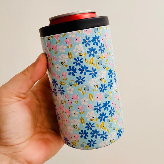 Ditsy Floral Can Cooler - 12 oz