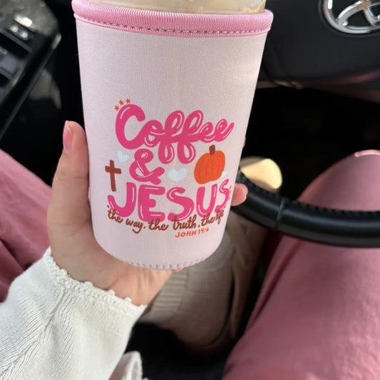 Fall Coffee and Jesus Drink Sleeve-Large