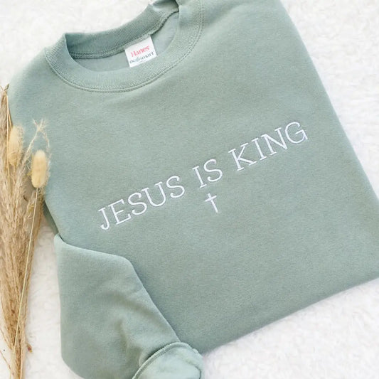Embroidered Jesus Is King Christian Shirt