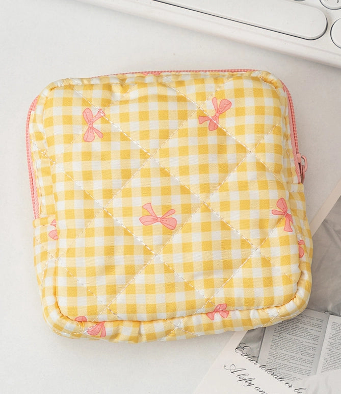Yellow Quilted Small Cosmetic Bag