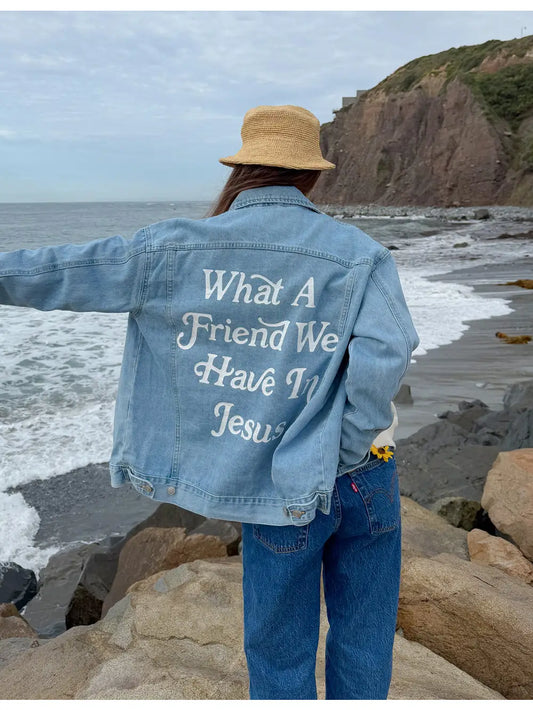 What A Friend in Jesus Denim Jacket
