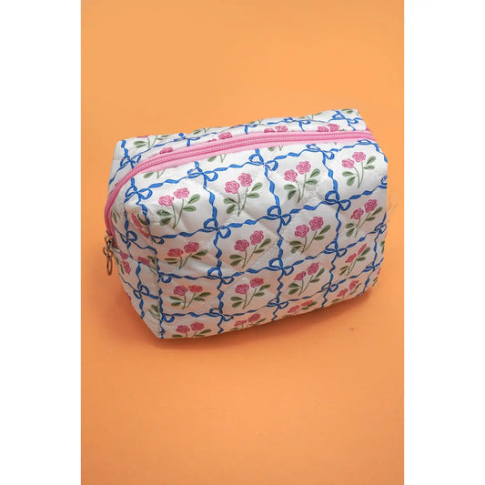 Blue Floral Cosmetic Bag