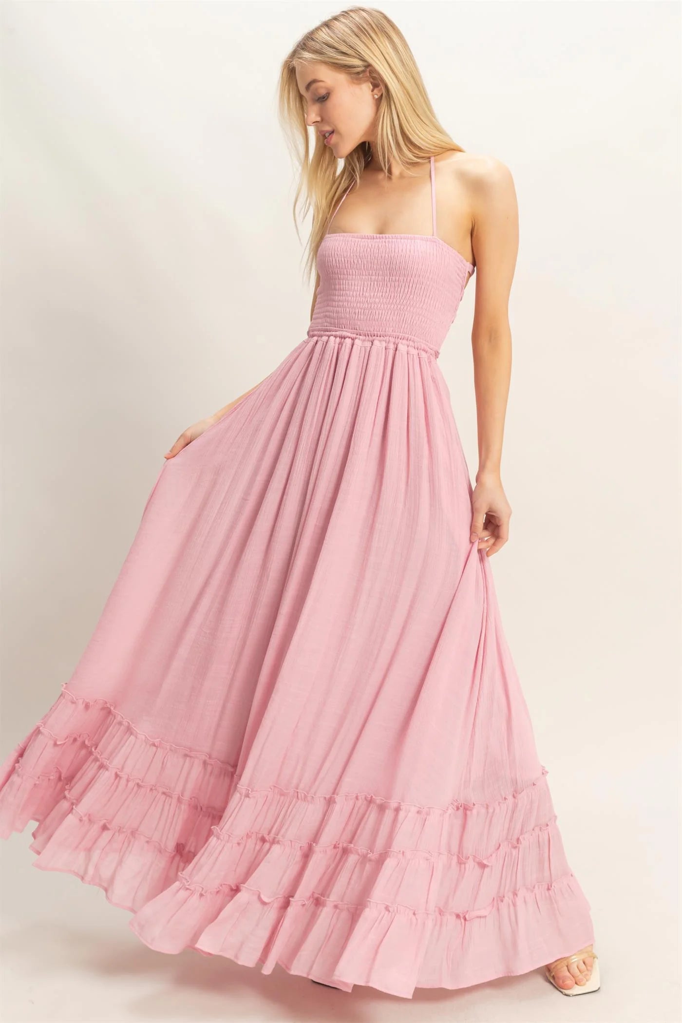 Smocked Halter Maxi Dress